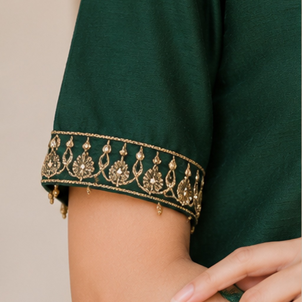 Emerald Green Silk Sharara Suit Made to Order
