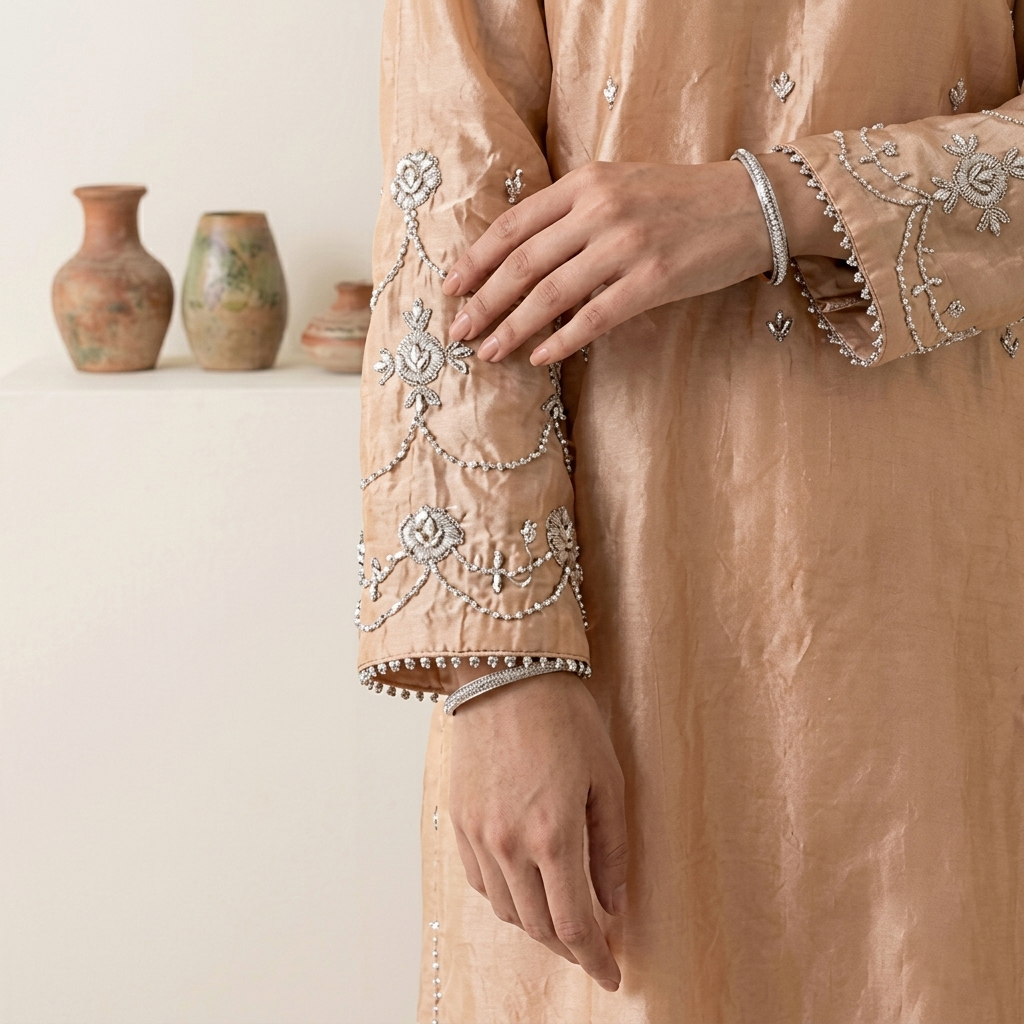 Light Apricot Silk 3pc Outfit Made to Order