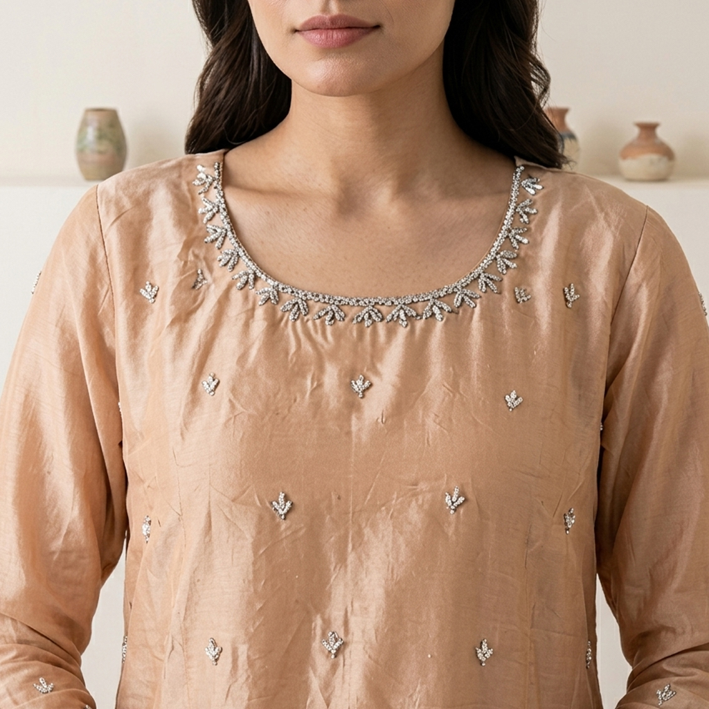 Light Apricot Silk 3pc Outfit Made to Order