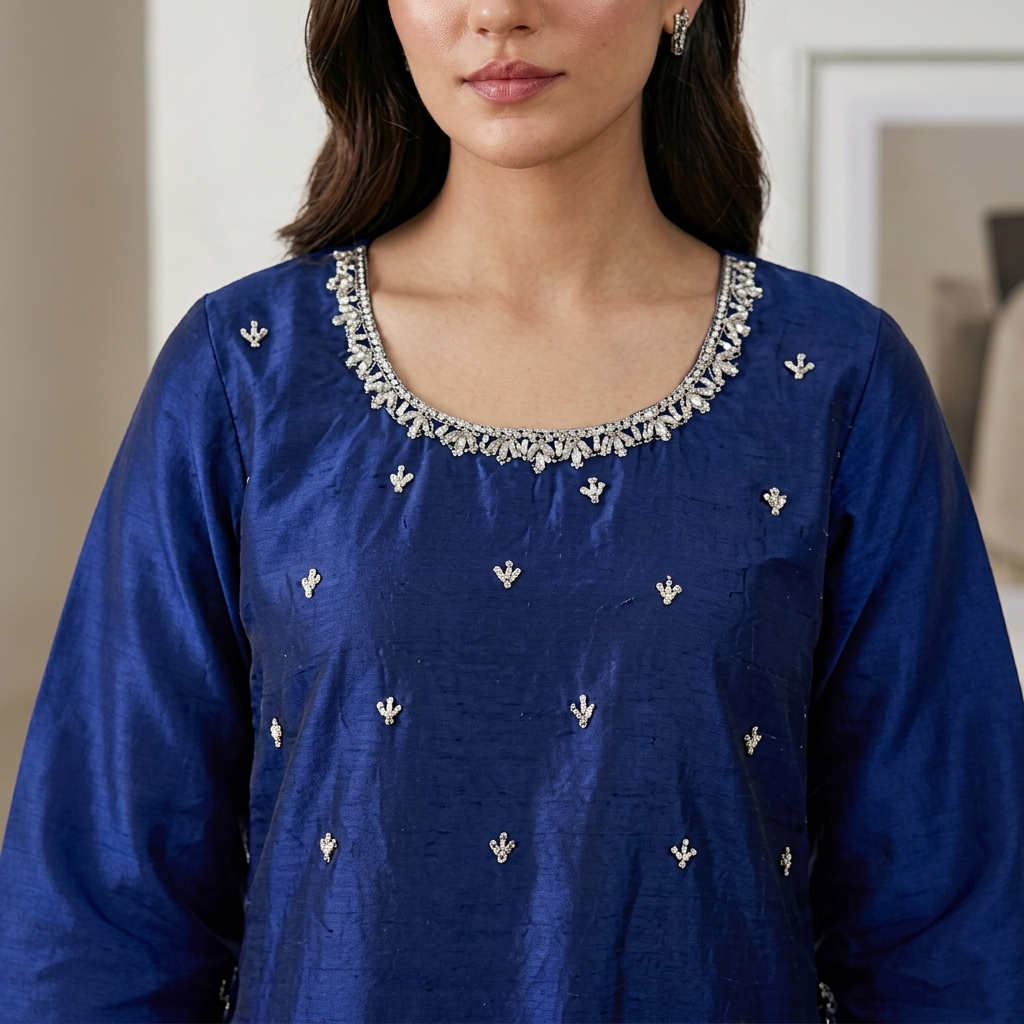 Nile Blue Silk 3pc Outfit Made to Order