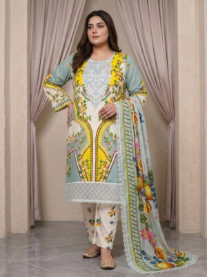 Off-White Pakistani Wholesale Lawn Suit
