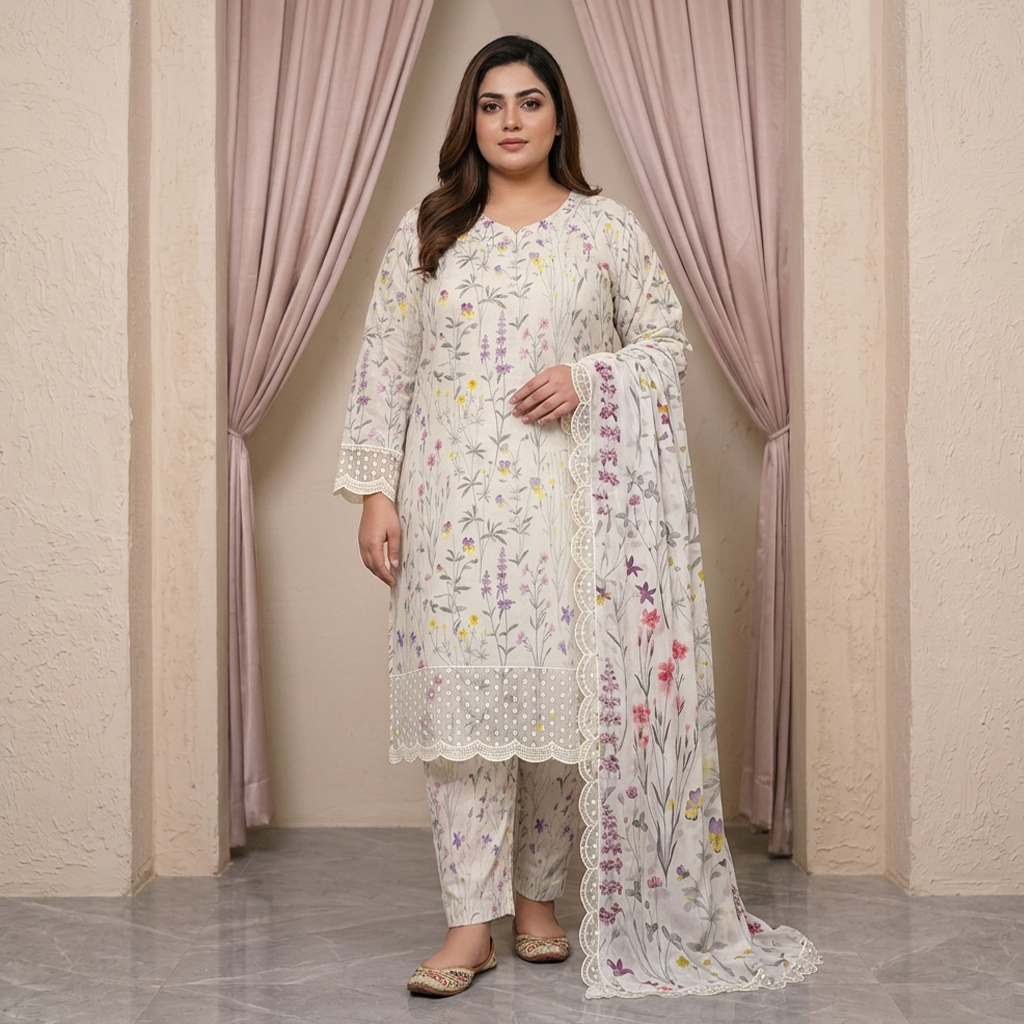 Off-White Wholesale Pakistani Lawn Suit