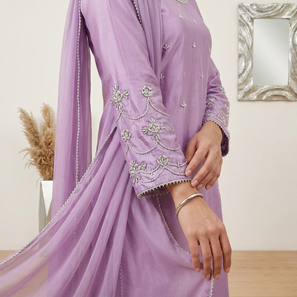 Pink Flare Silk 3pc Outfit Made to Order