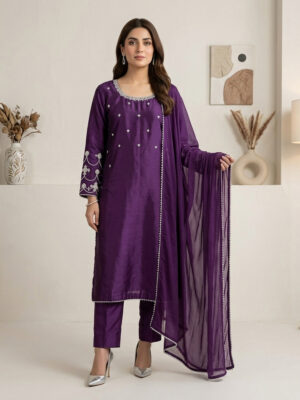 Royal Purple Silk 3pc Outfit Made to Order