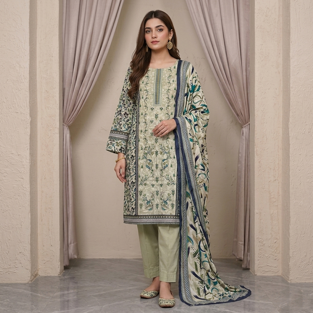 Sage Green Lawn Wholesale Suit