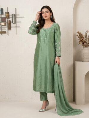 Sage Green Silk 3pc Outfit Made to Order