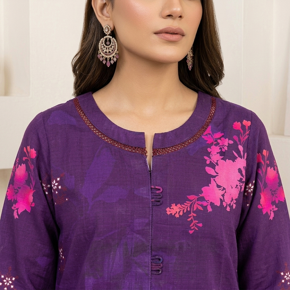 Deep Purple 2-Piece Wholesale Pakistani Linen Suit