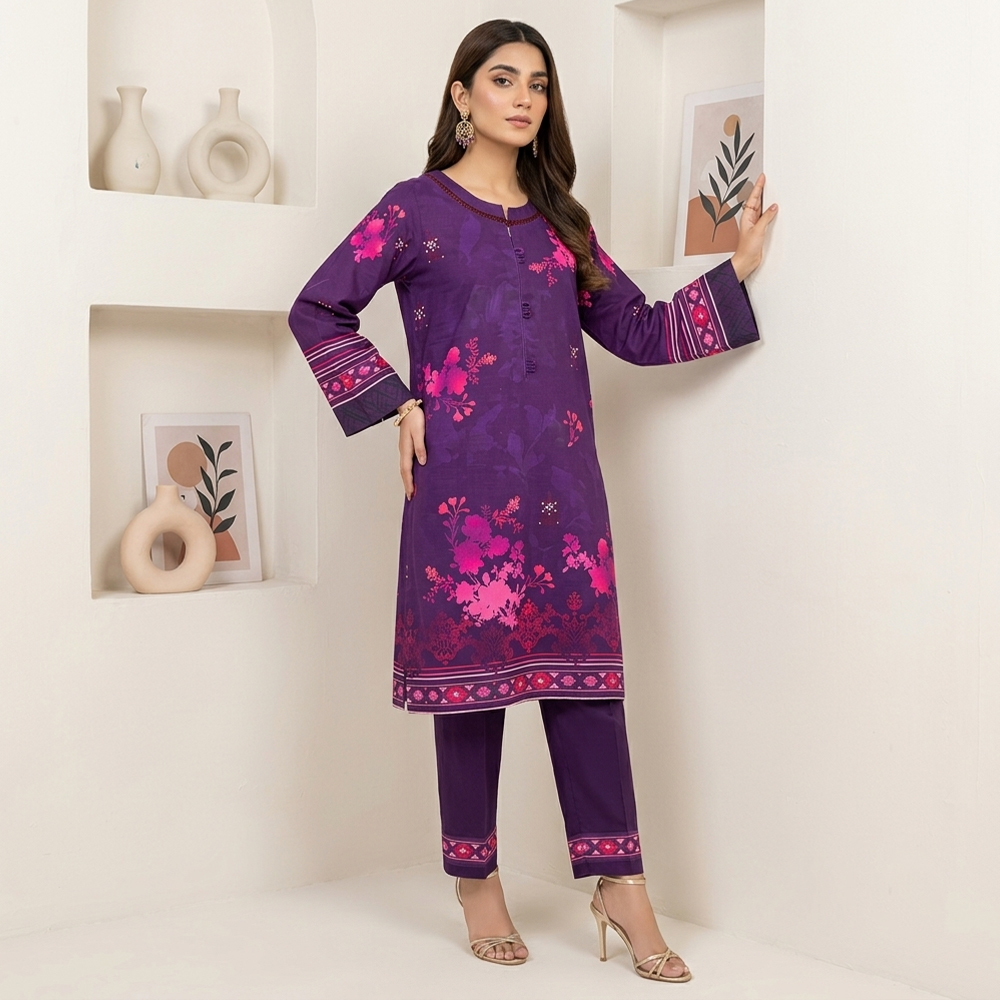 Deep Purple 2-Piece Wholesale Pakistani Linen Suit