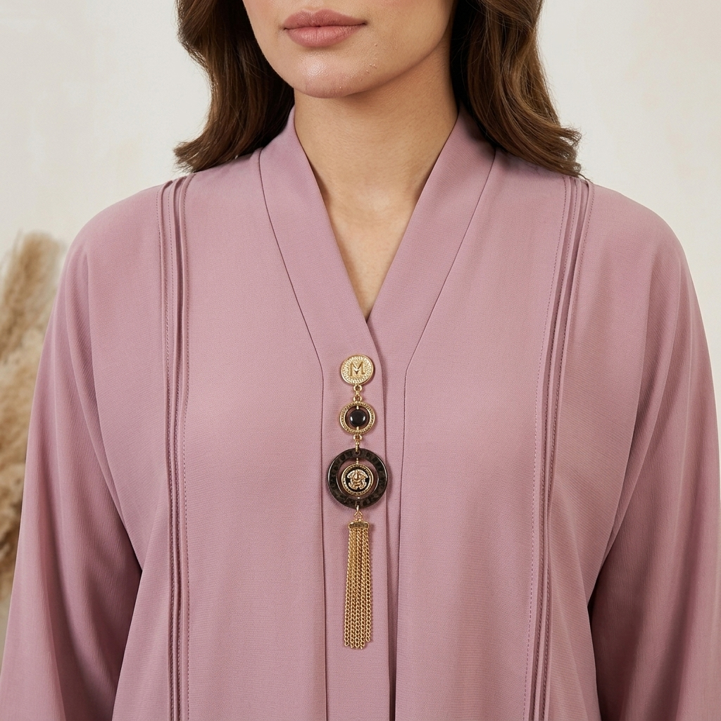 Dusty Rose Wholesale Abaya with Gold Tassel