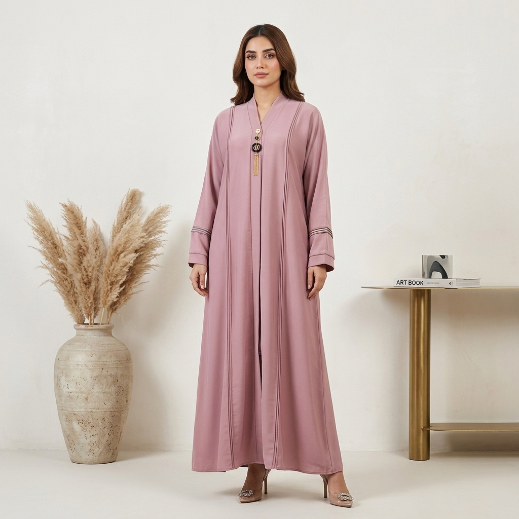 Dusty Rose Wholesale Abaya with Gold Tassel