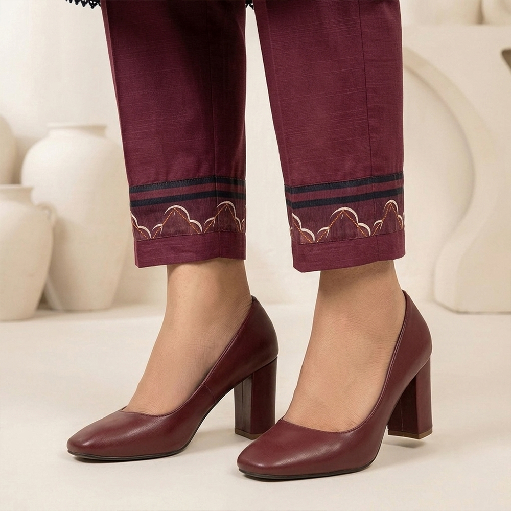 Elegant Burgundy Printed 2pc Wholesale Pakistani Khaddar Suit