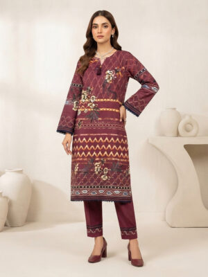 Elegant Burgundy Printed 2pc Wholesale Pakistani Khaddar Suit