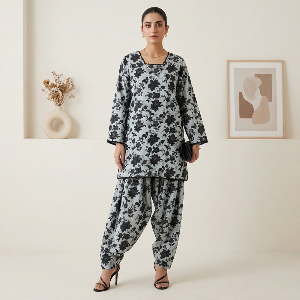Ice Blue 2pc Wholesale Pakistani Khaddar Suits