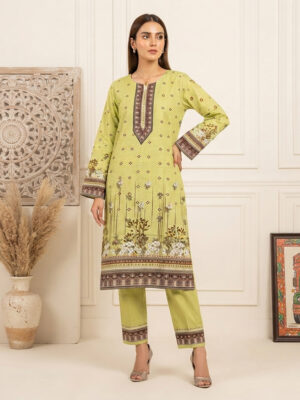 Lime Green Printed Wholesale Khaddar Pakistani Suit