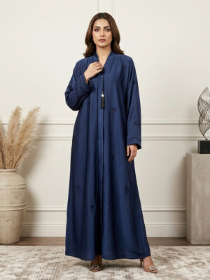 Luxury Navy Blue Wholesale Abaya with Delicate Embroidery