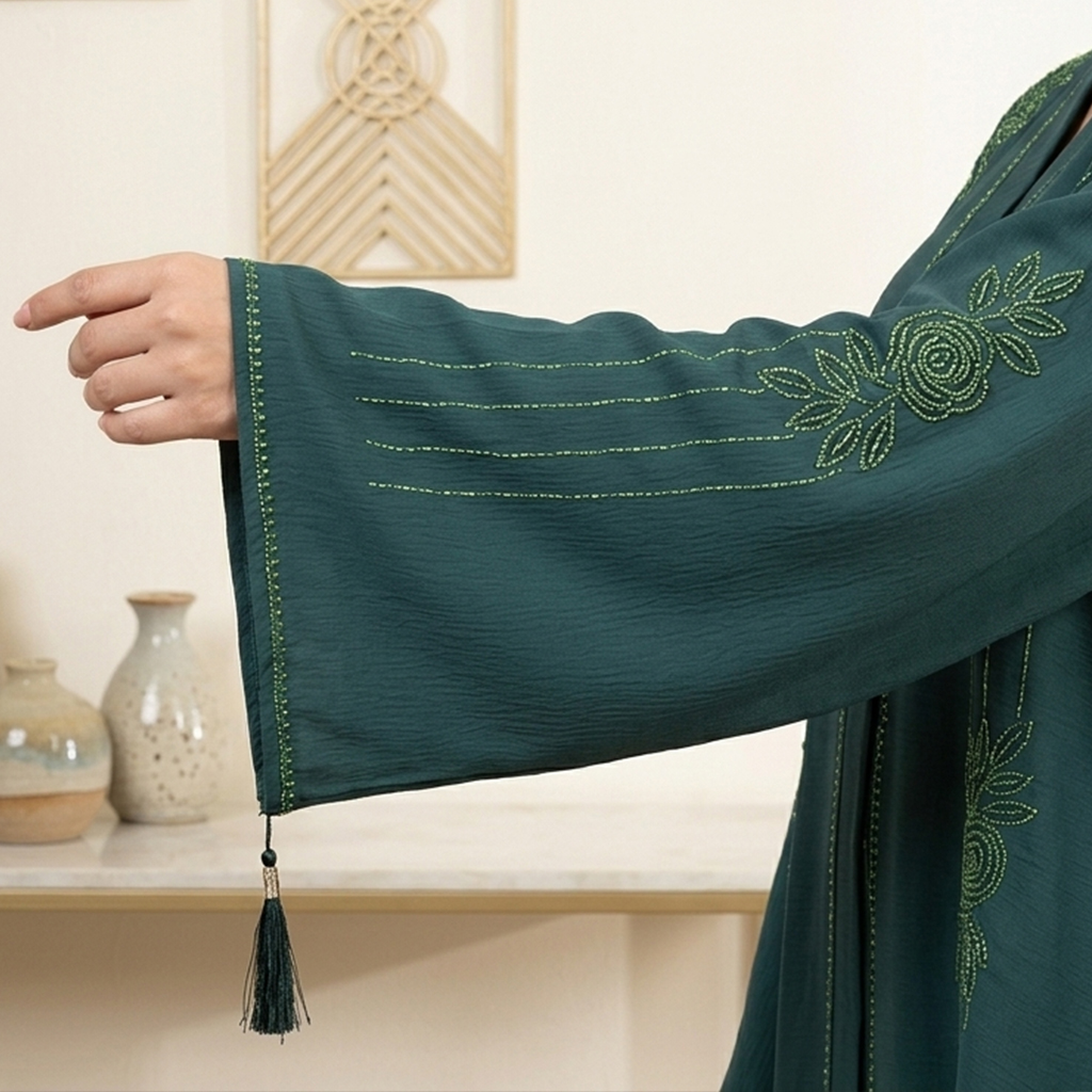 Luxury Teal Green Beaded Teal Wholesale Abaya