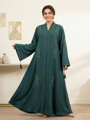 Luxury Teal Green Beaded Teal Wholesale Abaya