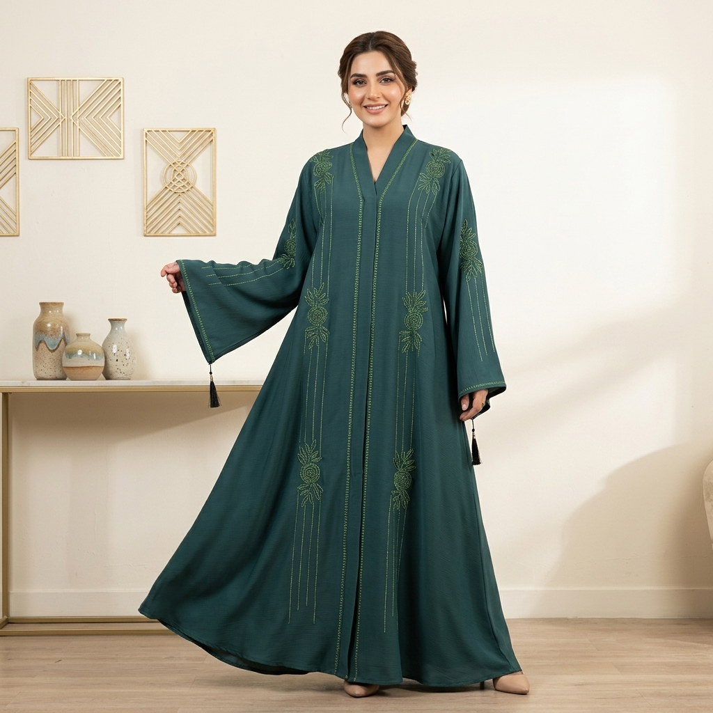 Luxury Teal Green Beaded Teal Wholesale Abaya