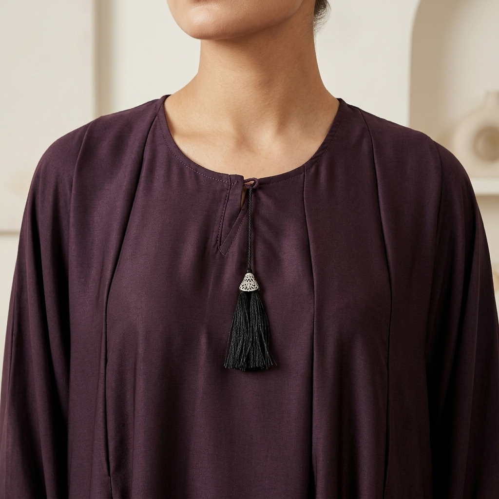 Modest Pleated Deep Plum Wholesale Abaya