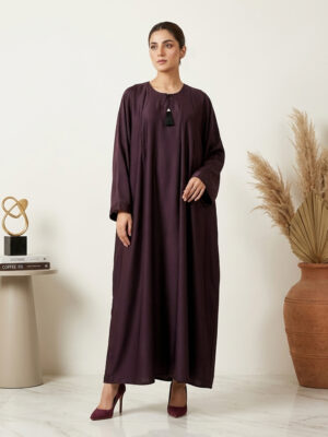 Modest Pleated Deep Plum Wholesale Abaya