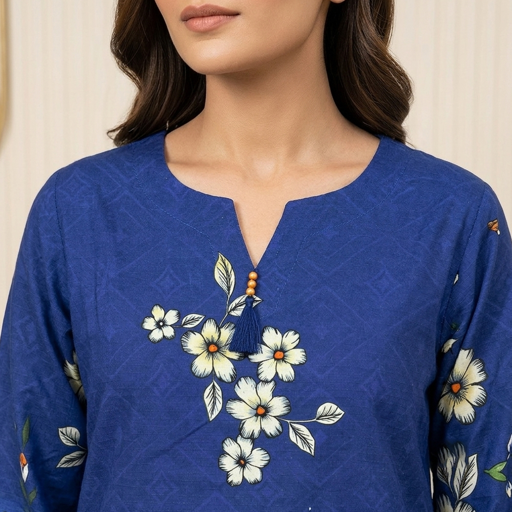 Royal Blue Printed Wholesale Linen Suit Wholesale
