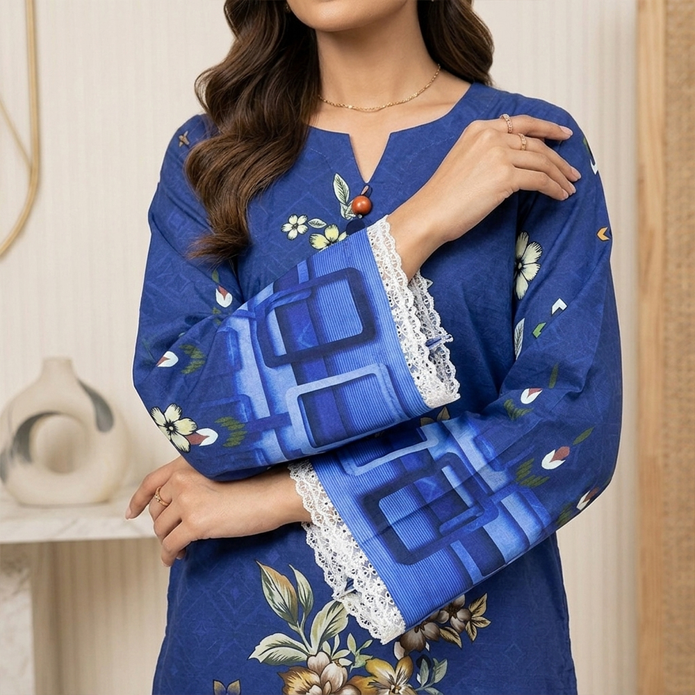 Royal Blue Printed Wholesale Linen Suit Wholesale