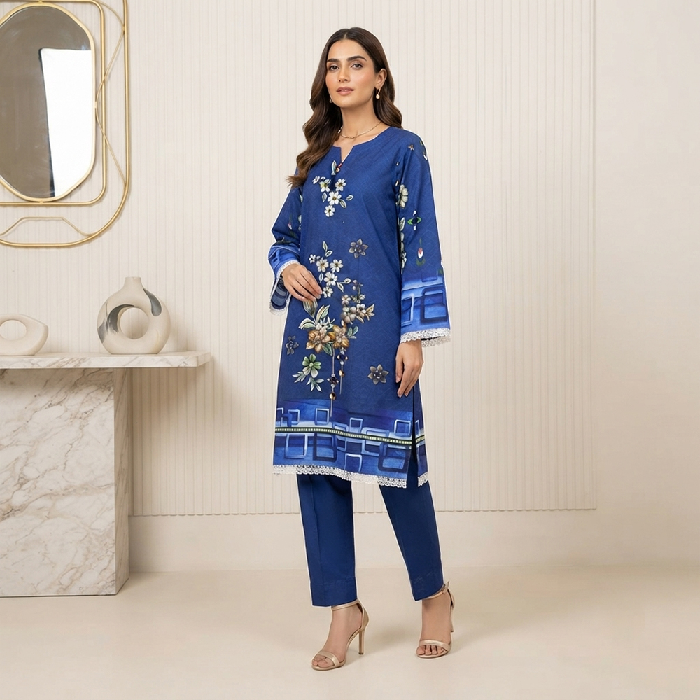 Royal Blue Printed Wholesale Linen Suit Wholesale