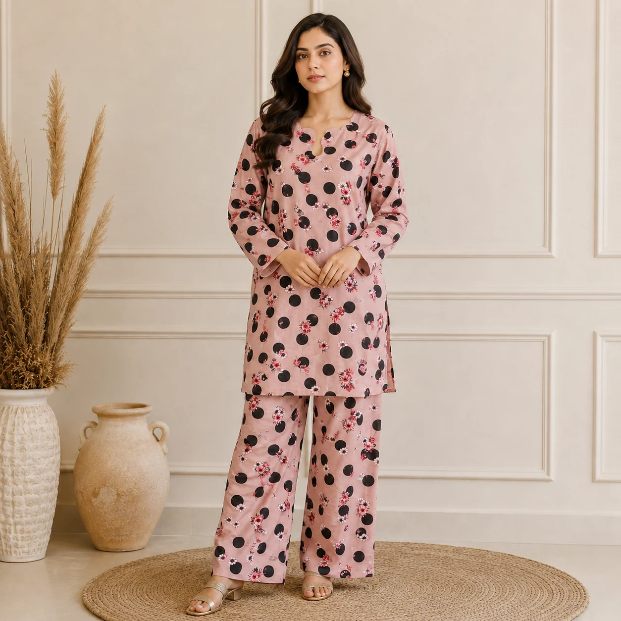 Baby pink wholesale 2pc pakistani lawn suit