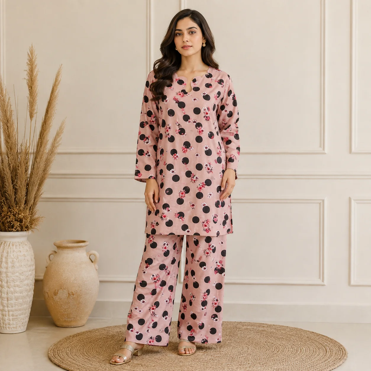 Baby pink wholesale 2pc pakistani lawn suit