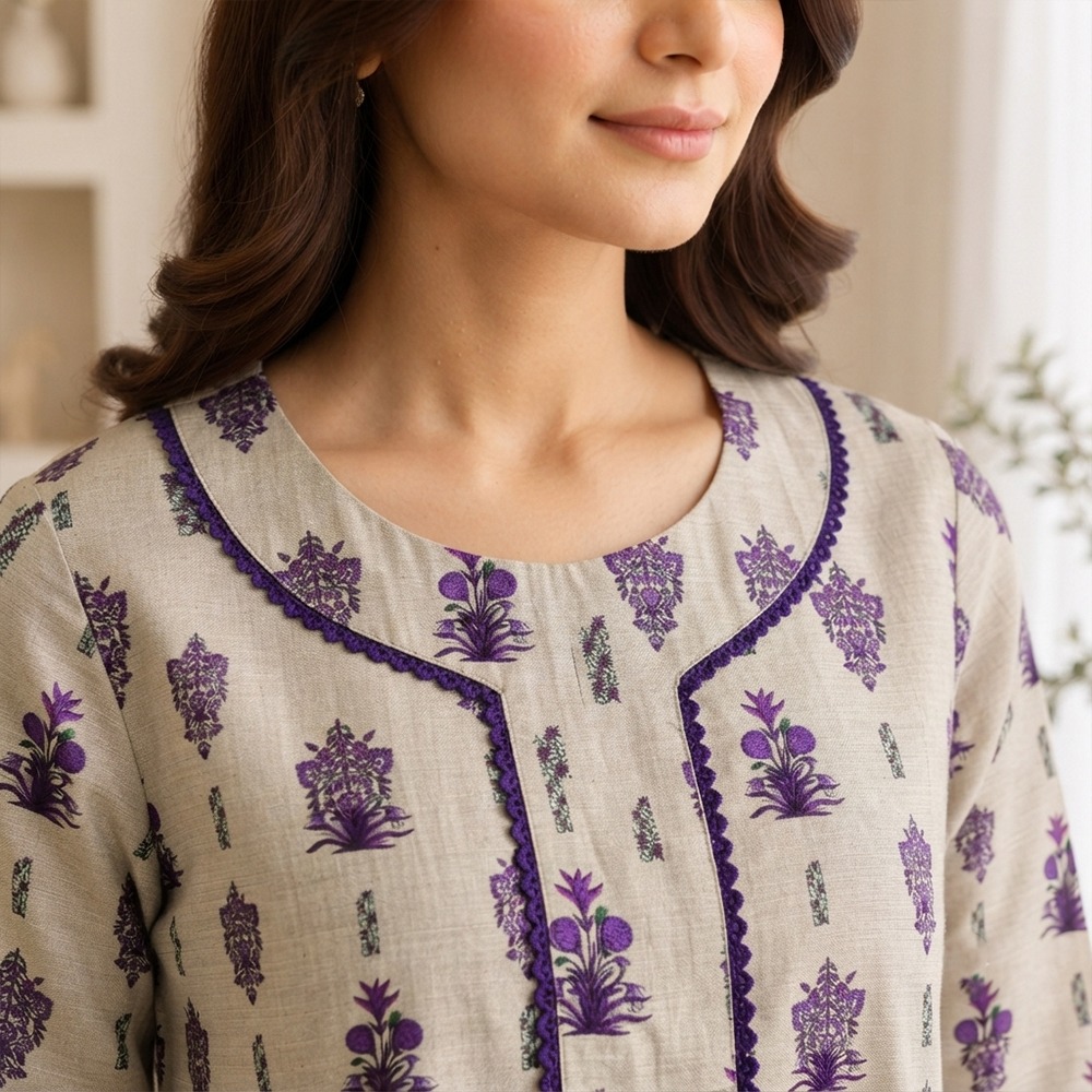 Beige wholesale 2pc pakistani lawn suit