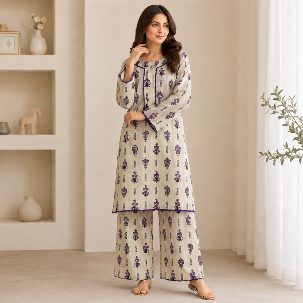 Beige wholesale 2pc pakistani lawn suit