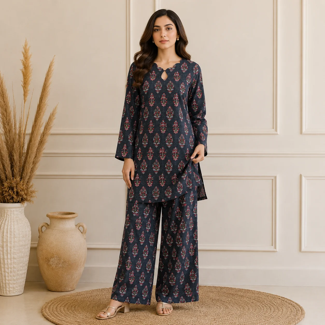 Navy Blue 2pc Wholesale Pakistani lawn Suit