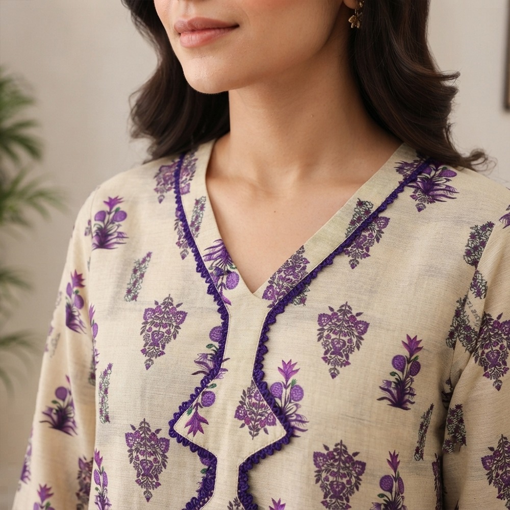 Ivory Pakistani Lawn Suit Wholesale - Image 2