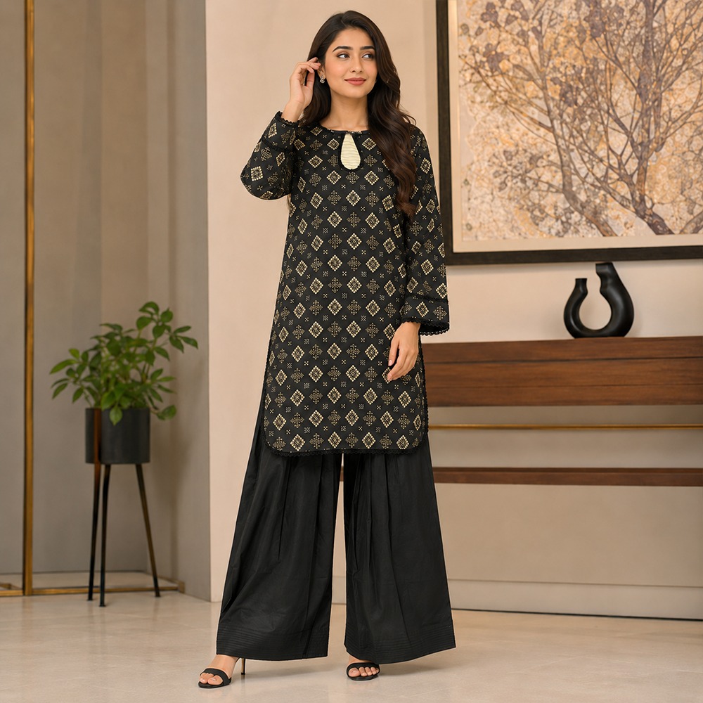 Jet Black 2pc wholesale pakistani lawn suit