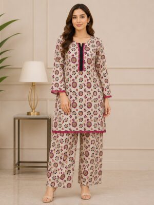 Light Beige Wholesale Stitched Lawn Suit