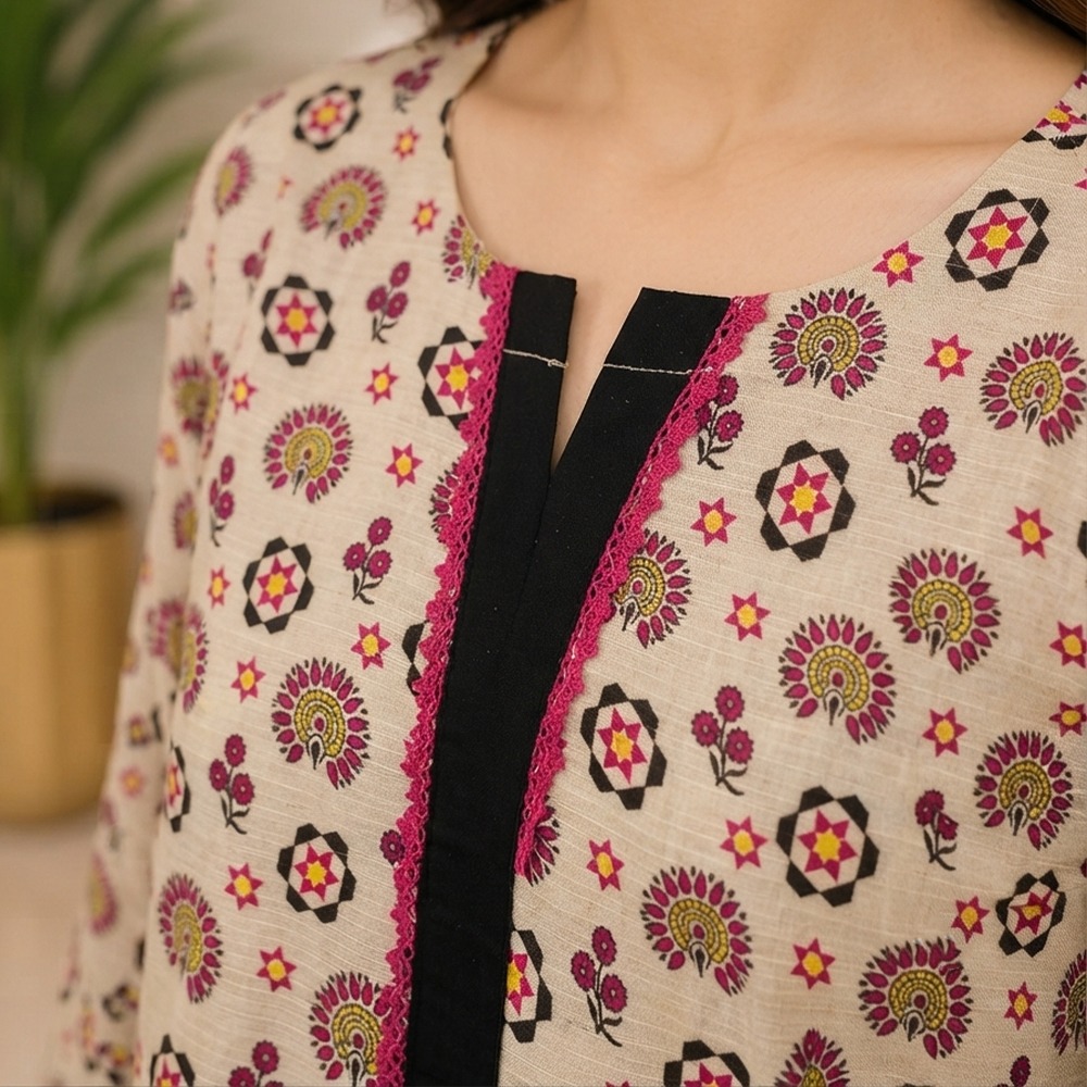Light Oatmeal wholesale stitched lawn suit