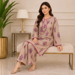 Mushroom-Brown wholesale stitched lawn suit