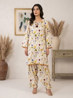 Off white pakistani lawn suit wholesale
