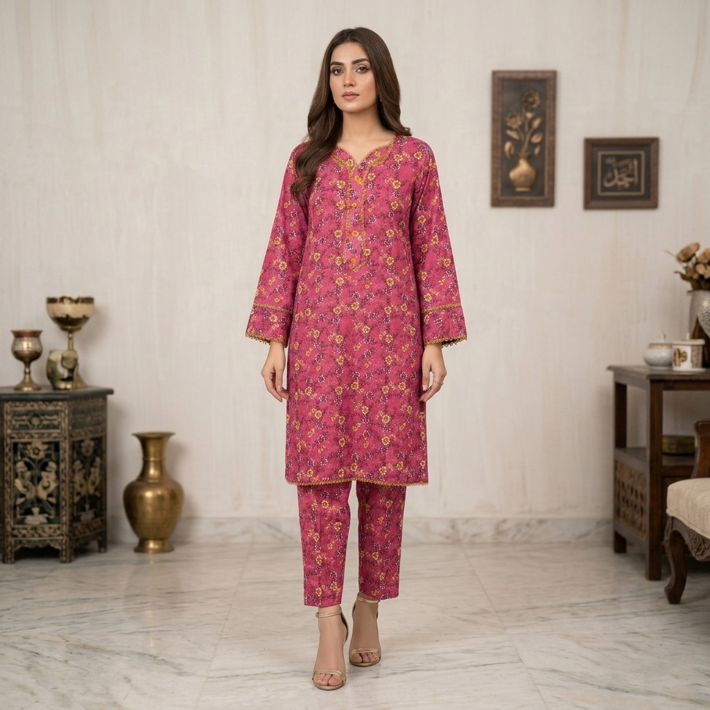 Ruby Pink wholesale 2pc pakistani lawn suit