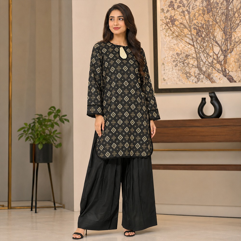 Jet Black 2pc wholesale pakistani lawn suit