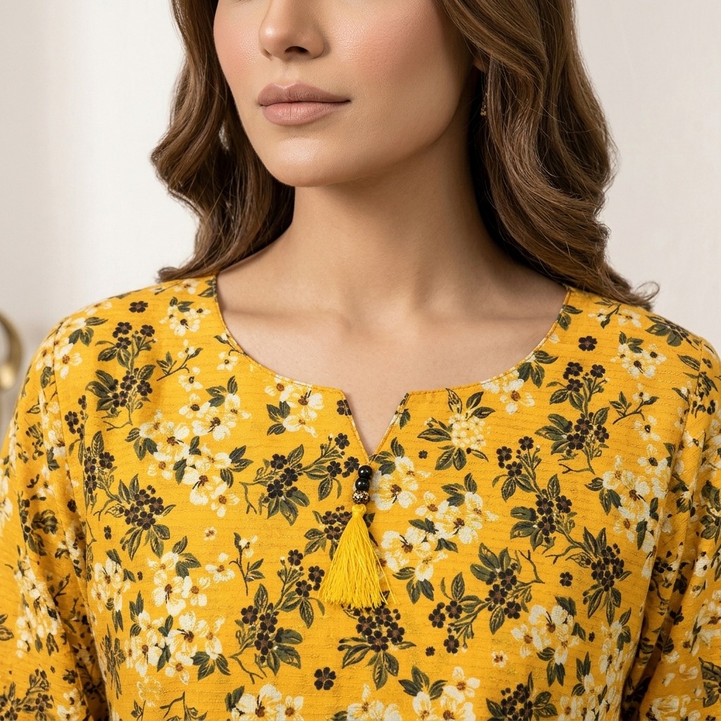 Yellow wholesale stitched lawn suit