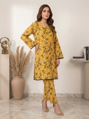 Yellow wholesale stitched lawn suit