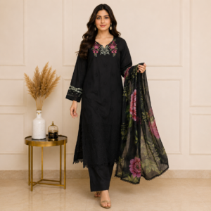 Black Premium Pakistani Lawn Suit Wholesale