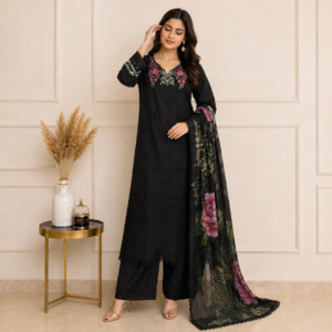 Black Premium Pakistani Lawn Suit Wholesale