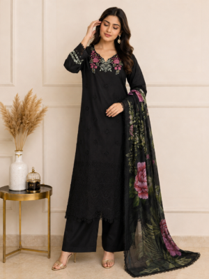 Black Premium Pakistani Lawn Suit Wholesale