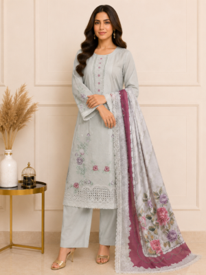 Grey Premium Lawn Suit Wholesale