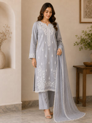 Grey Wholesale Pakistani Lawn Suit