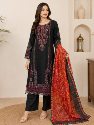 Jet Black Embroidery Lawn Suits Wholesale