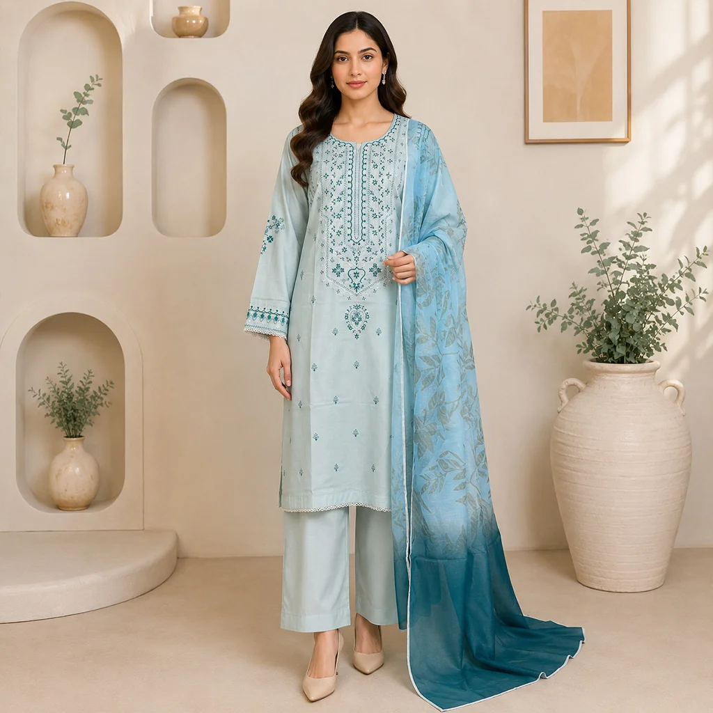 Light Blue Wholesale Pakistani Lawn Suit