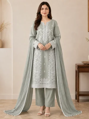 Light Brown Embroidered Lawn Suit Wholesale